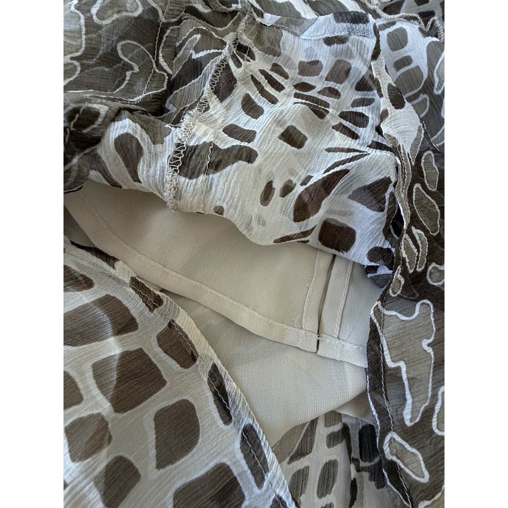Sioni Silk Blouse Top M Animal Print Ruffle Career Party Office Feminine Boho - Picture 8 of 8
